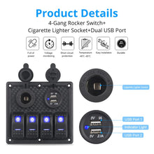 Load image into Gallery viewer, 12V 24V Rocker Switch Panel 4 way