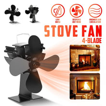 將圖片載入圖庫檢視器 4 Blade Heat Powered Stove Fireplace Fan