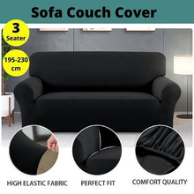 將圖片載入圖庫檢視器 Sofa Cover Couch Protector 3 Seater Black