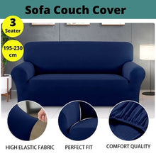 將圖片載入圖庫檢視器 Sofa Cover Couch Protector 3 Seater Navy Blue