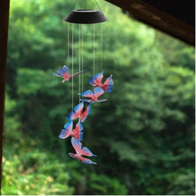將圖片載入圖庫檢視器 Solar LED Hanging Light Butterfly Wind Chimes