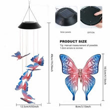 將圖片載入圖庫檢視器 Solar LED Hanging Light Butterfly Wind Chimes