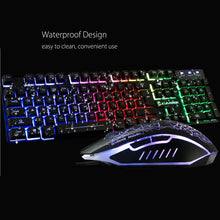 Load image into Gallery viewer, LED Rainbow Backlight USB Ergonomic Wired Gaming Keyboard Kit