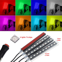 Load image into Gallery viewer, 4pcs Car RGB LED Strip Light Color Lamps With Remote