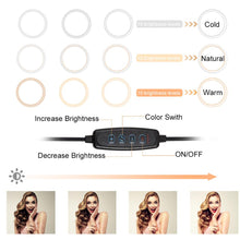 將圖片載入圖庫檢視器 26cm LED Selfie Ring Light with Tripod and Remote