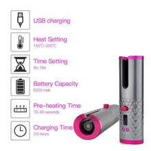 Load image into Gallery viewer, Hair Curler Portable Cordless USB Rechargeable