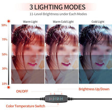 Load image into Gallery viewer, 26cm LED Selfie Ring Light with adjustable Tripod and Remote