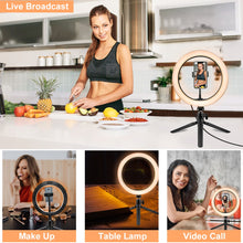 將圖片載入圖庫檢視器 26cm LED Selfie Ring Light with Tripod and Remote