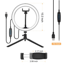 將圖片載入圖庫檢視器 26cm LED Selfie Ring Light with Tripod and Remote