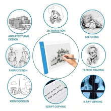 Load image into Gallery viewer, LED Light Pad A4 Size Pattern Tracing Stencil drawing Board