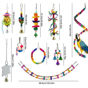 10pcs Parrot Bird Toys Hanging Swing Ladder