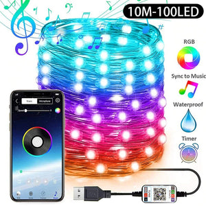 USB LED String Light Bluetooth App Control 10m 100LED