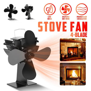 4 Blade Heat Powered Stove Fireplace Fan