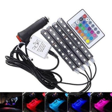 4pcs Car RGB LED Strip Light Color Lamps With Remote