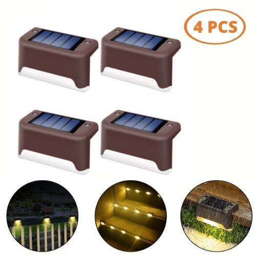 4 pcs Solar Deck Lights IP65 LED - Brown