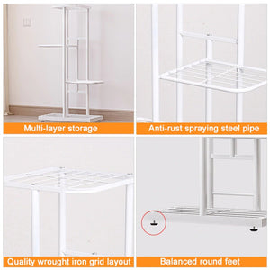 8 Tier Flower Stand Plant Rack Metal - White