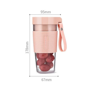 Portable Blender Juicer Mixer USB Rechargeable 350ml Pink