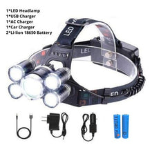 Load image into Gallery viewer, 5 LED Headlamp USB Rechargeable 4 Modes Waterproof headlight
