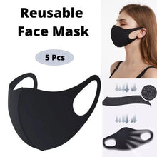 Load image into Gallery viewer, Reusable Face Mask Washable - Black 5PCS
