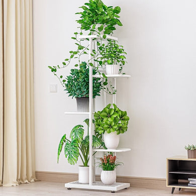 5 Tier Flower Stand Plant Rack Metal - White