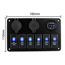 Load image into Gallery viewer, 6 Gang Car Marine Boat Rocker Switch Panel
