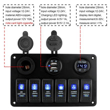 Load image into Gallery viewer, 6 Gang Car Marine Boat Rocker Switch Panel
