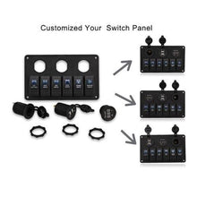 Load image into Gallery viewer, 6 Gang Car Marine Boat Rocker Switch Panel
