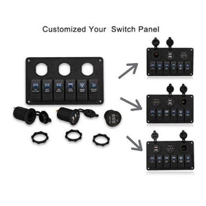 6 Gang Car Marine Boat Rocker Switch Panel