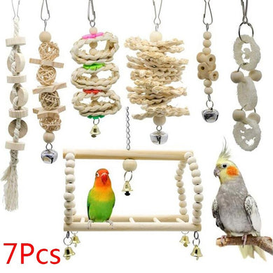 7pcs Parrot Bird Toys Swing Ladder