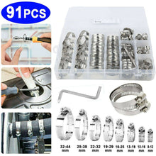 Load image into Gallery viewer, 91Pcs Stainless Steel Hose Clamps Kit
