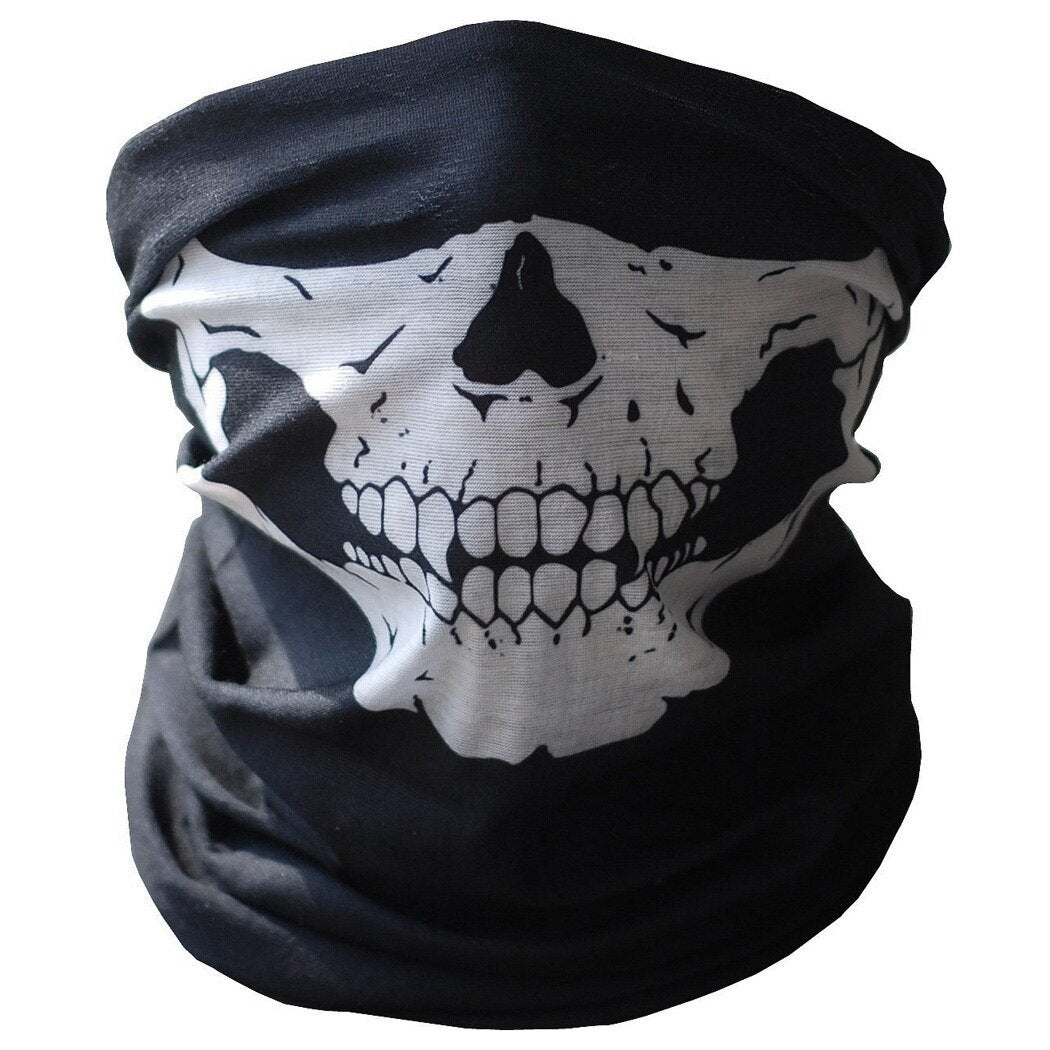 Bandana Skull Halloween Neck Half Face Mask Cycling Ghost Scarf – White