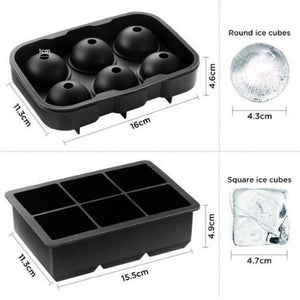 6 Cell Silicone Ice Tray Ice Cube Ice Ball Mould 2PCS