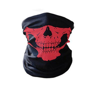 Bandana Skeleton Skull Halloween Neck Half Face Mask Cycling Ghost Scarf – Red