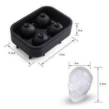 Load image into Gallery viewer, Skull Shaped Ice Tray Silicone Mould 4 cavities
