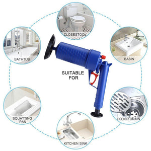 Air Power Drain Blaster Gun High Pressure Powerful Manual Sink Plunger Opener