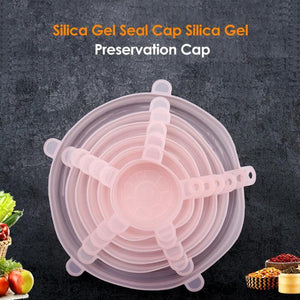 6 pcs Reusable Silicone Suction Lid Cover for Bowl Pan Cooking Pot Light Pink