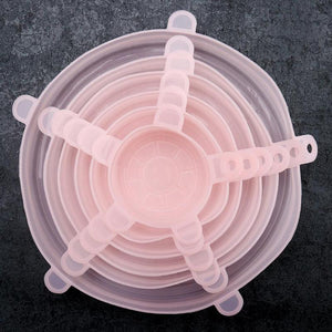 6 pcs Reusable Silicone Suction Lid Cover for Bowl Pan Cooking Pot Light Pink