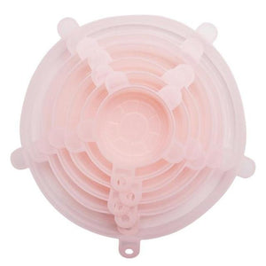 6 pcs Reusable Silicone Suction Lid Cover for Bowl Pan Cooking Pot Light Pink