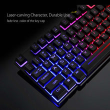 Load image into Gallery viewer, LED Rainbow Backlight USB Ergonomic Wired Gaming Keyboard Kit
