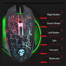 Load image into Gallery viewer, LED Rainbow Backlight USB Ergonomic Wired Gaming Keyboard Kit
