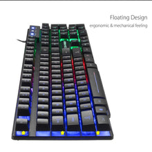 Load image into Gallery viewer, LED Rainbow Backlight USB Ergonomic Wired Gaming Keyboard Kit
