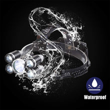 Load image into Gallery viewer, LED Headlamp High Lumen 5 LED Light Ultra Bright USB Rechargeable 4 Modes Waterproof
