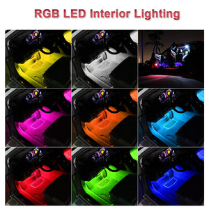 4pcs Car RGB LED Strip Light Color Lamps With Remote