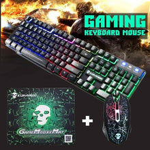 Load image into Gallery viewer, LED Rainbow Backlight USB Ergonomic Wired Gaming Keyboard Kit
