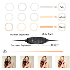 26cm LED Selfie Ring Light with Tripod and Remote