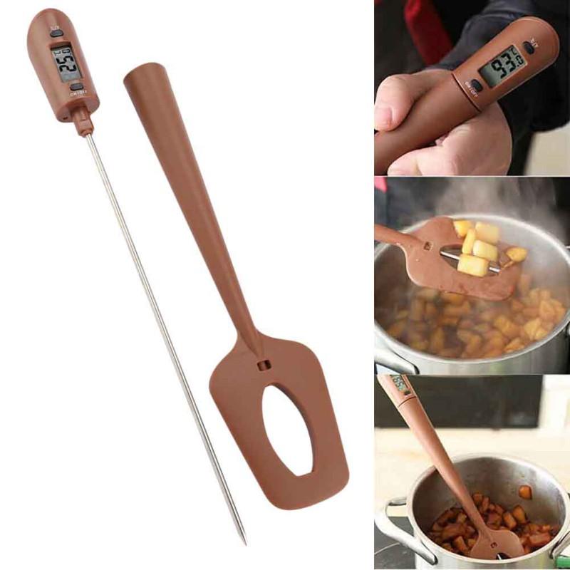 2in1 Digital Cooking Thermometer Silicone Scraper Spatula