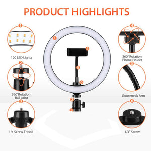 26cm LED Selfie Ring Light with adjustable Tripod and Remote