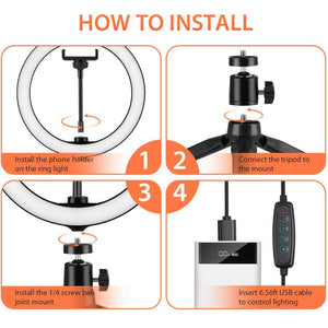 26cm LED Selfie Ring Light with adjustable Tripod and Remote