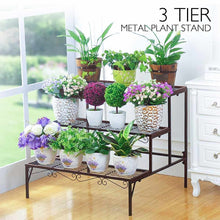 Load image into Gallery viewer, 3 Tier Flower Stand Plant Rack Metal - Black
