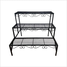 Load image into Gallery viewer, 3 Tier Flower Stand Plant Rack Metal - Black
